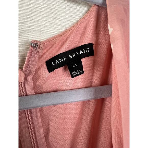 Lane Bryant Pink Floral Below the Knee Dress Size 26 - Picture 4 of 5